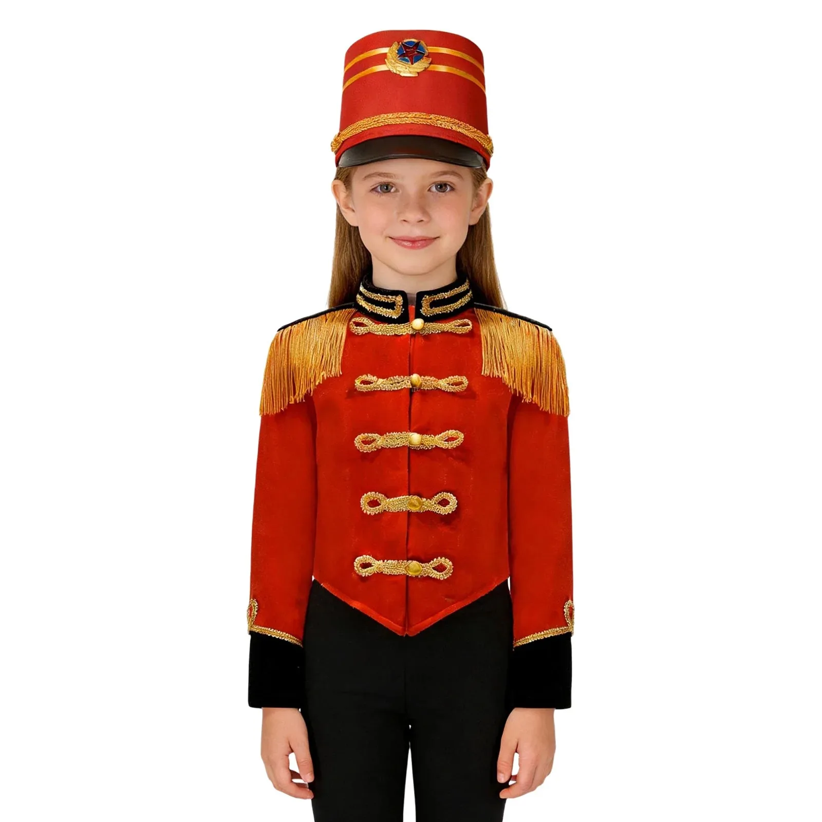 Kids Girls Circus Ringmaster Magician Costume Marching Drum Band Honor Guard Performance Jacket Coat for Halloween Carnival