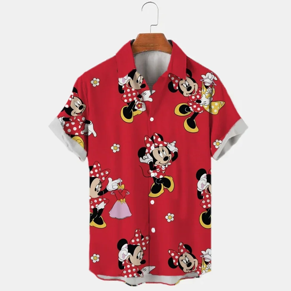 New Disney Hawaiian Shirts Summer Casual Button Up Shirts Beach Vacation Short Sleeves Disney 3D Print Fashion Men\'s Lapel shirt