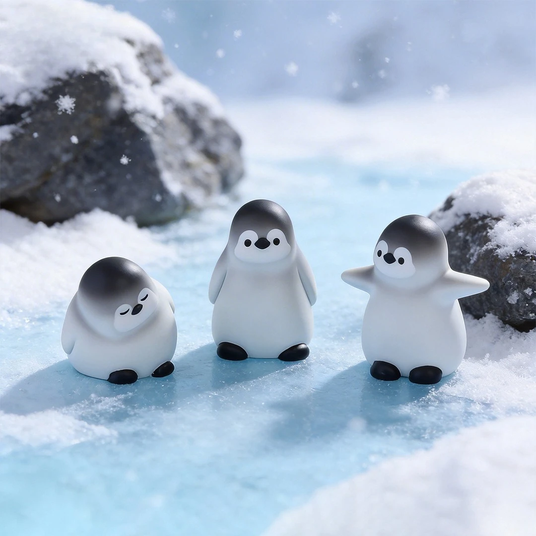 4Pcs Mini Cute Penguin Resin Doll Snowfield Scene DIY Decorations Micro Landscape Desktop Ornament Home Crafts