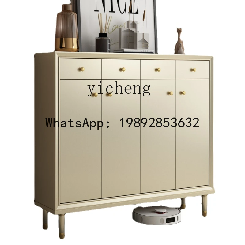

light luxury solid wood door shoe cabinet household foyer porch cabinet simple modern locker