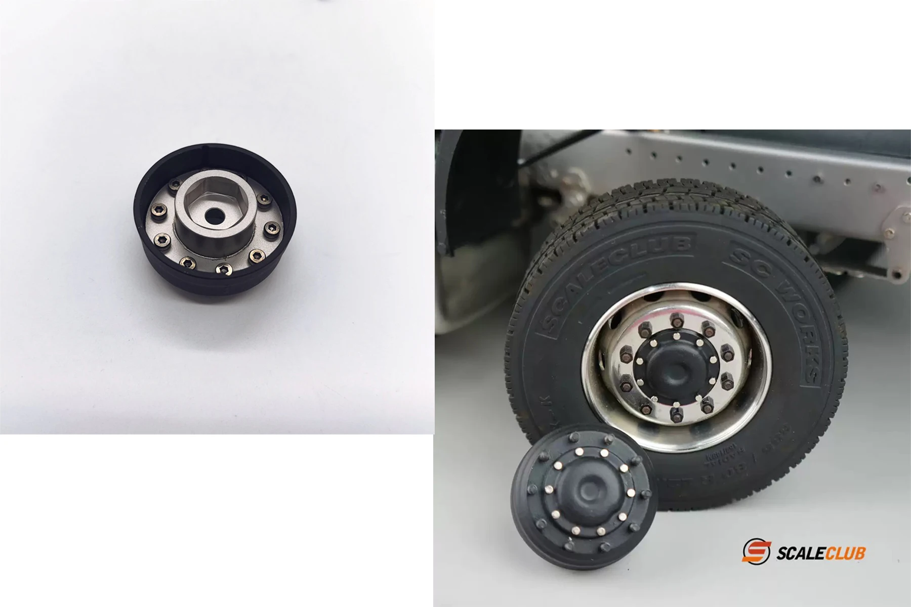 ScaleClub 모델 프론트 휠 베어링 및 육각 연결 버전 타미야 1/14 트럭 모델 장난감 세부정보
