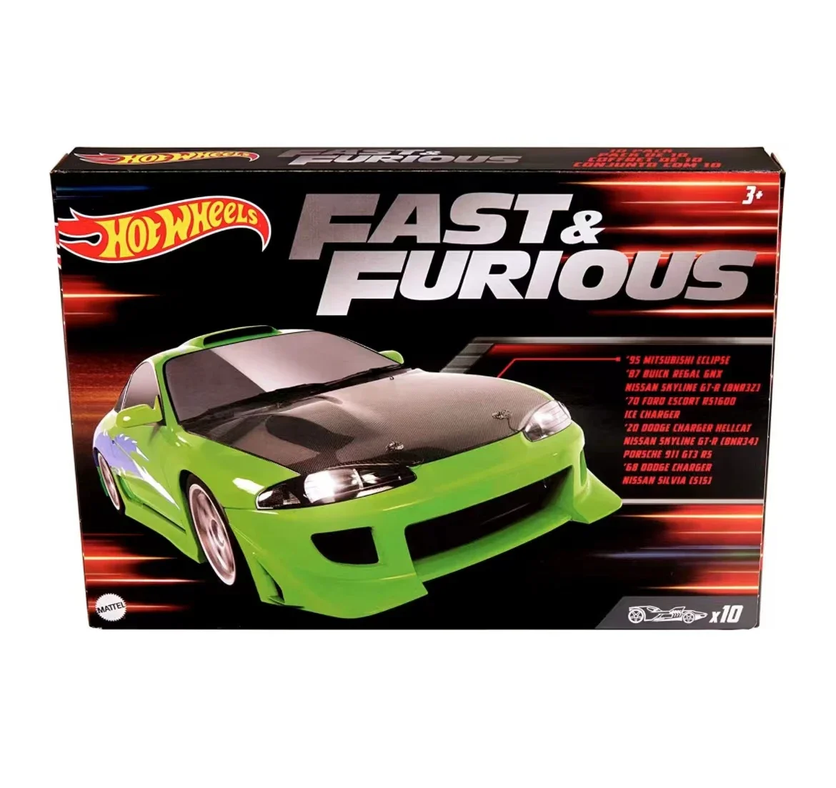 Genuine Hot Wheels Car Fast & Furious 10 Pack Voiture 1/64 Diecast Toys for Children Mitsubishi Eclipse Buick Regal Kid Boy Gift