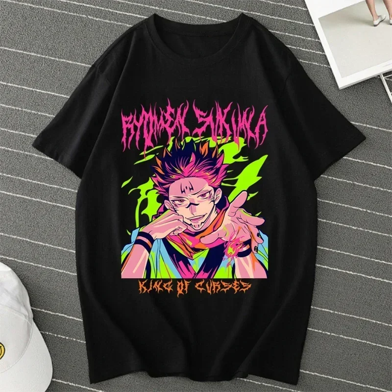 Hot Anime Jujutsu Kaisen Ryomen Sukuna Tshirt Women Loose Casual Female Short Sleeve Round Neck Harajuku Fashion Y2k T-shirt Top