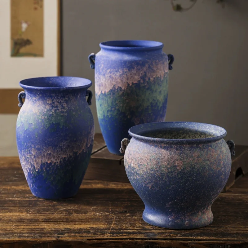 

Flower Vase Blue Pink Green Porcelain Flowerpot Vase Bonsai Plant Classical Decoration