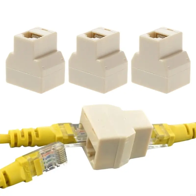 P9JB 3pcs 1 a 2 Way LAN Ethernet Cable RJ45 Adapte Splitter feminino