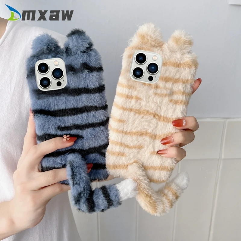 

ins Phone Case for OPPO A16K A96 A36 A76 A74 A54 A16 A73 A93 A53 A72 A8 A9 A5 2020 A12 A12E A5S A3S Cute Plush Tiger Suitable