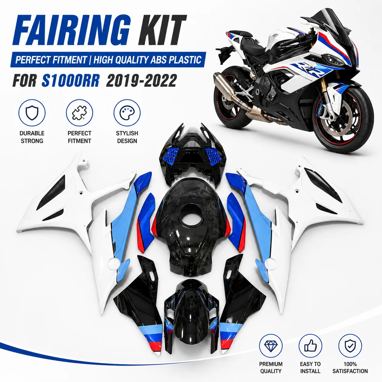 

ABS Injection Fairing Kit For BMW S1000RR 2019 2020 2021 2022 Motorcycle Bodywork Custom Color Fairings Perfect Fit