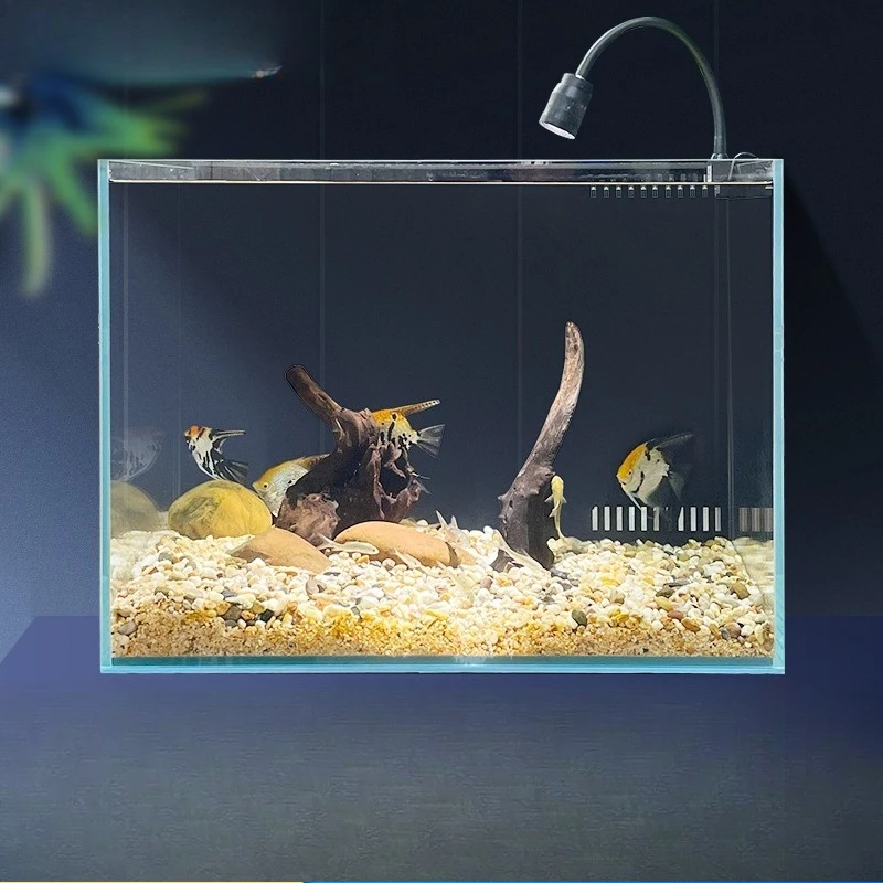 Small goldfish tank, stream tank, living room floor-to-ceiling household, aquarium, ultra-white glass fish tank