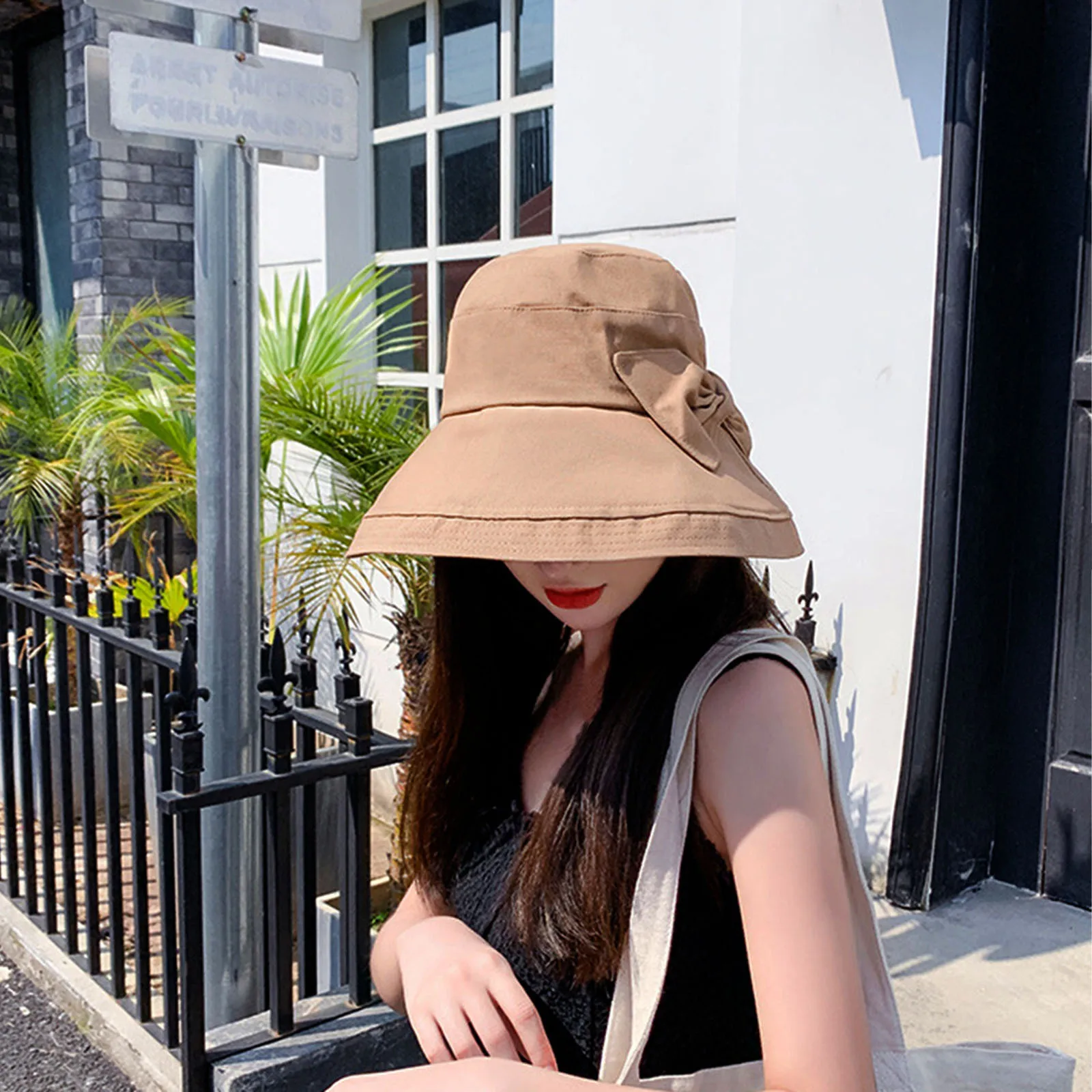

Wide Brim Sun Hat Lightweight Summer Beach Comfortable Decorative Fisherman Hat Female Sunbonnet Anti UV Foldable
