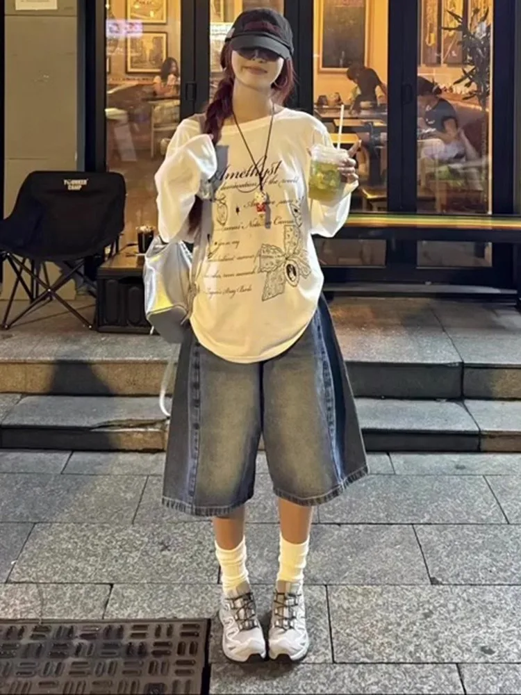 

Американские ретро-джинсы с высокой талией и широкими штанинами, женские летние тонкие джинсовые брюки, повседневные прямые брюки