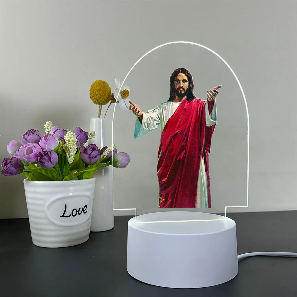 Lord Jesus God Acryl 3d Lamp Game Room Decor Kids Verjaardagscadeau Nachtlampje