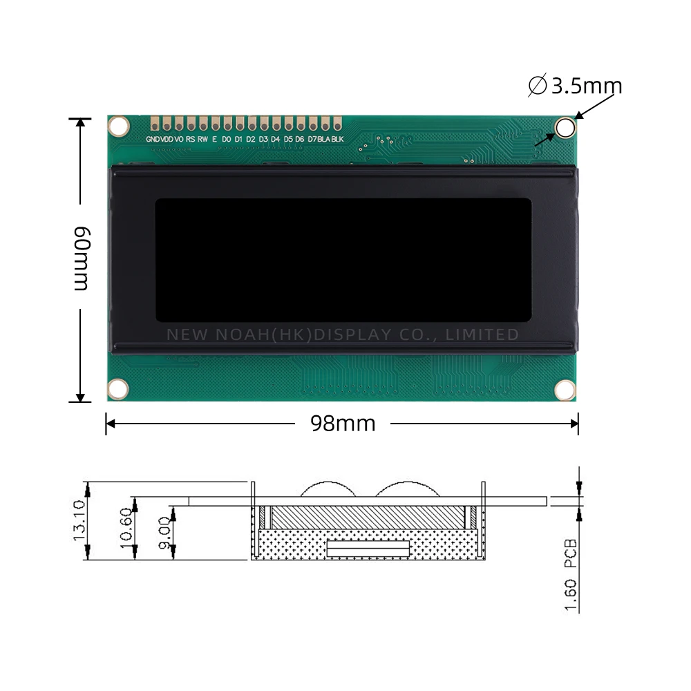 Russian BTN Black Film Yellow 2004A 3.3V Liquid Crystal Display 4*20 4X20 4002 Spot Module 98*60MM ST7066U Font Screen 16PIN