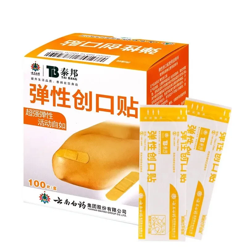 100Pcs/set Elastic Band-aid Waterproof Breathable Hemostatic Adhesive Bandage First Aid Kit Chinese Medicine Ingredients