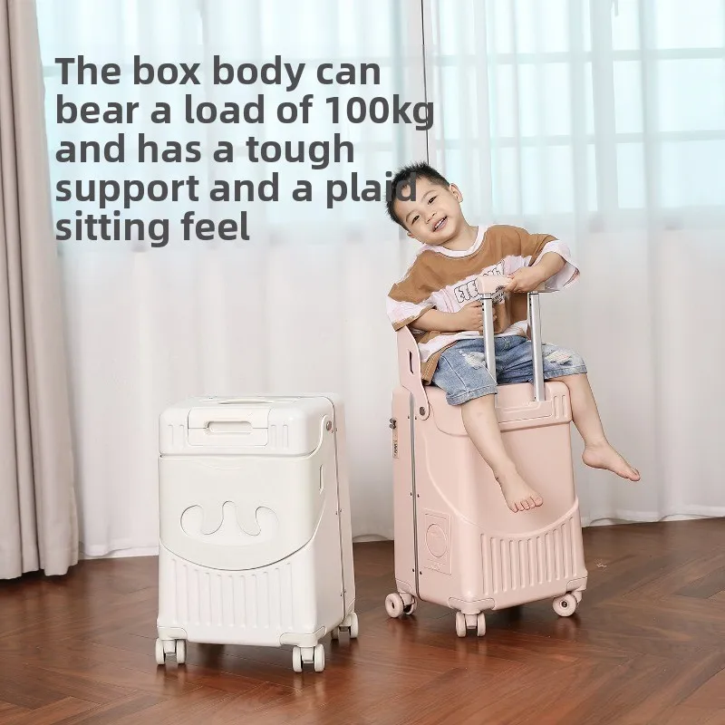 22 Inch Multifunctional Mom Suitcase Kids Sit-on Trolley Family Travel Deep Compartment