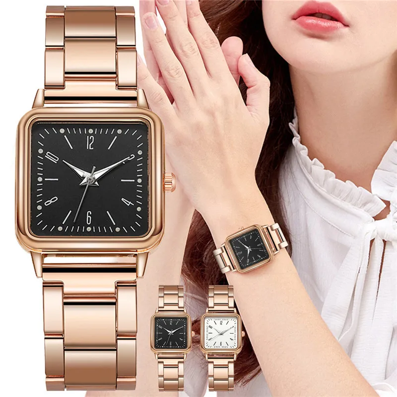 

Gold Watch Women Square Female Clock Top Brand Luxury Golden Quartz Stainless Steel Waterproof WristWatch Watches for Kids Boys