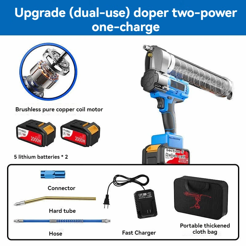 Il distributore di burro wireless senza spazzole con pistola per burro elettrica può essere utilizzato per proiettili di olio a botte/mezze in macchine edili