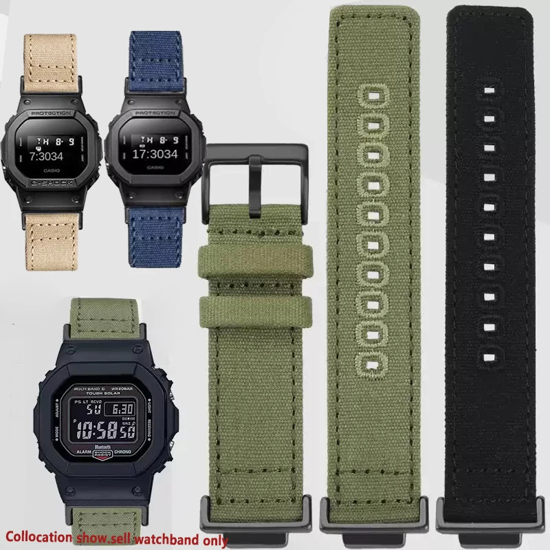 For Casio G-SHOCK GA110 100 120 GA900 GA2100 DW-5600 GW-B5600 GW-M5610 men soft watchband Metal adapter nylon canvas watch strap