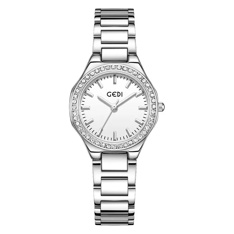 

Fashion temperament disc rhinestone women's watch commuter steel belt watch niche simple quartz watch