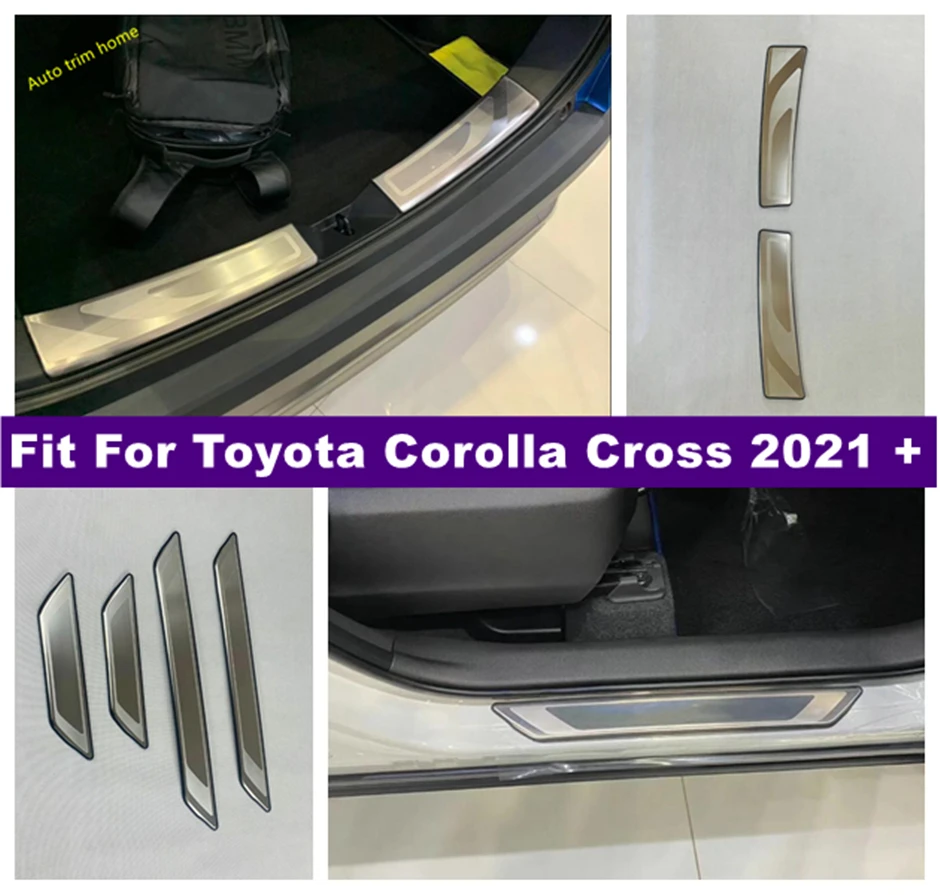 

Car Door Sill Welcome Pedal / Rear Trunk Bumper Protector Step Panel Cover Trim For Toyota Corolla Cross 2021 - 2024 Accessories