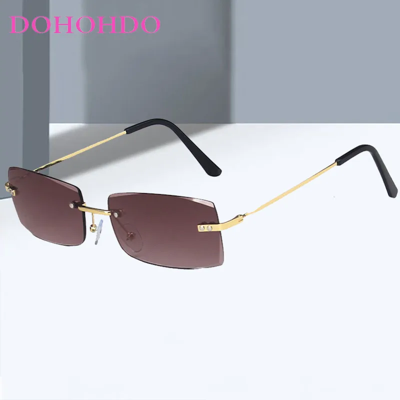 

Fashion Rectangle Rimless Cut Edge Women's Sunglasses Designer Brand Metal Leg Men Sunglass Travel Drive Luxury Eyewear UV400