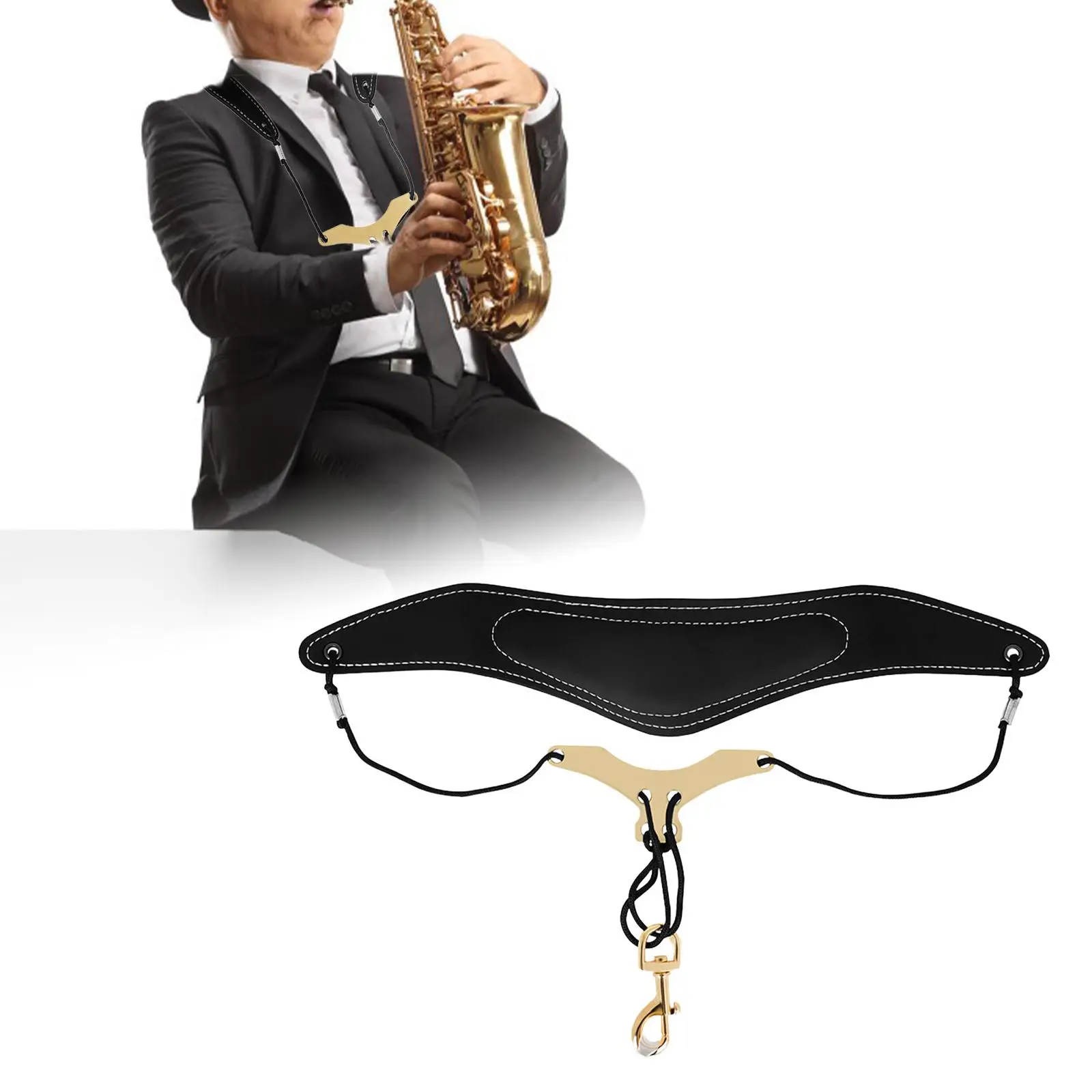 Sax Neck Strap with Metal Hook Accessories Wind Instrument Strap Adjustable for Alto Tenor Sax Saxophonist Clarinet Oboes