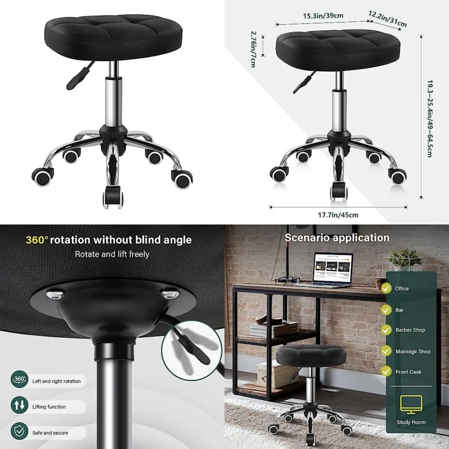 

Minimalist Swivel Stool with Wheel Perfect for Work SPA Shop Massage Height-Adjustable and Cost-Effective Rolling Stool Chair w