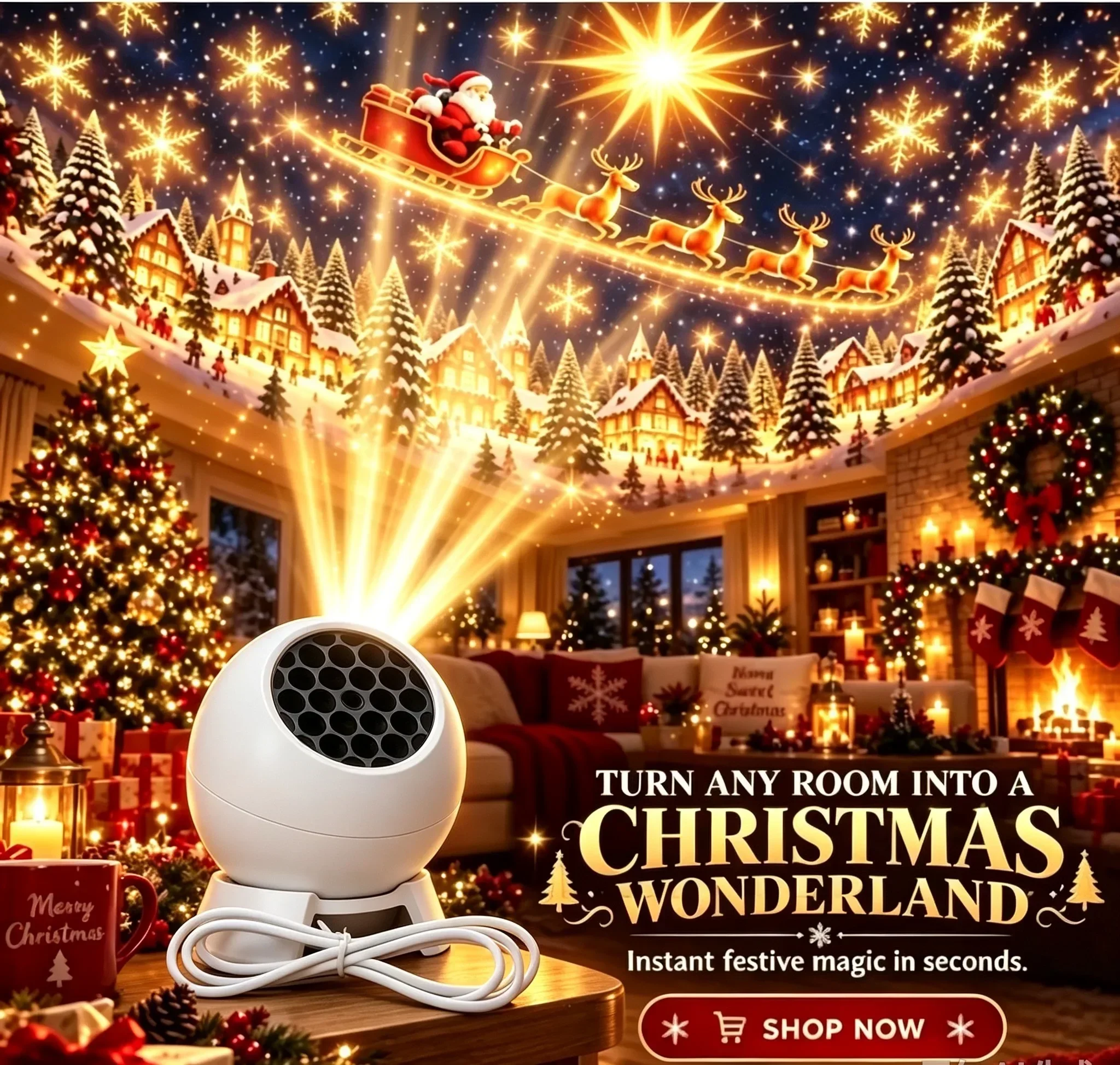 ^Magical Christmas Projection Night Light,USB Christmas Projector Indoor,Magical Christmas Projection Night Light Holiday Room
