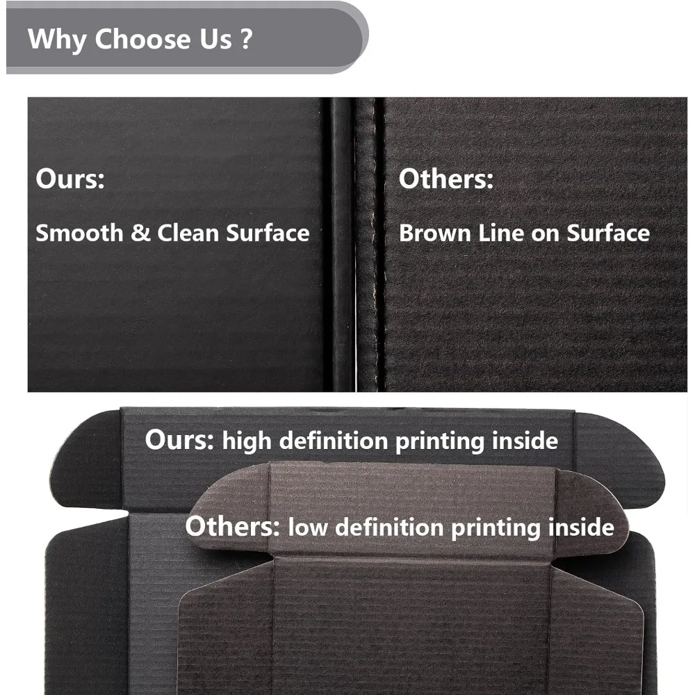 Black Corrugated Cardboard Shipping Boxes, 11 1/8 x 8 5/8 x 2 Inches Letter Size, 25 Pack for Small Business Packaging