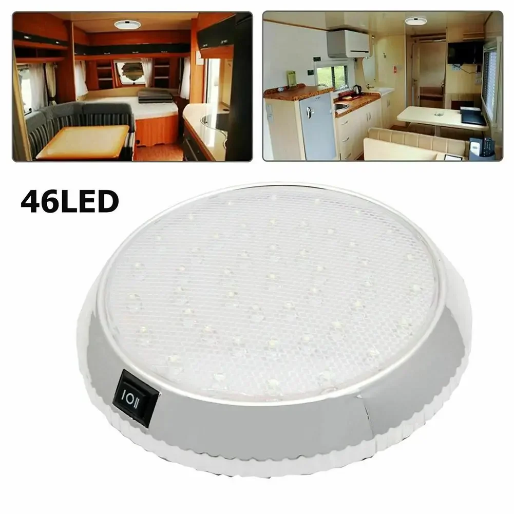 

1pc 5W Car LED Roof Ceiling Light 12V 46LED White Decor Light For Camper Van Boat Caravan RV Interior Lights Accessories