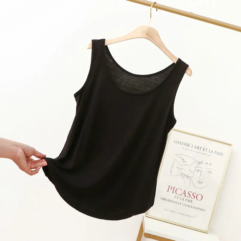 XL to 6XL Modal O-Neck Tank tops Summer women\'s camisole Thin Loose Sleeveless T-shirt Solid color Tee Top Large size