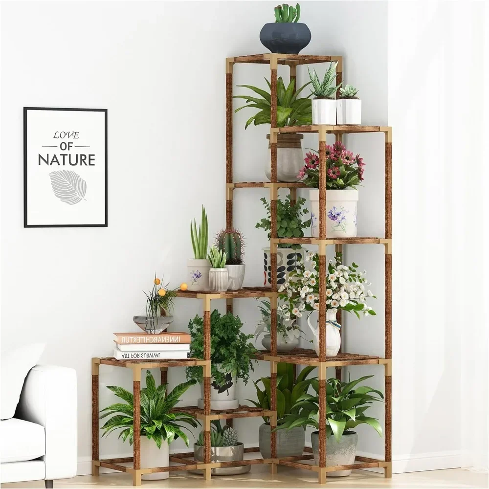 Plant Stand Indoor Outdoor, 14 Tier Large Corner Plant Stand Tall Plant Shelf Rack Flower Stand For Multiple Plants