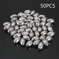 50PCS Olive Weight Split Shot Sinking Bait Angling Gear Lead Sinker Fishing Beads Sinkers