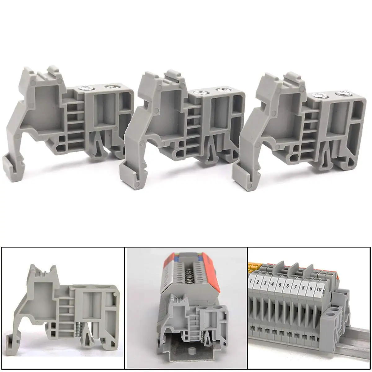 Enjoy Life, It's Worth Having E/Uk Din Rail Terminal Blocks End Stopper Bracket Grey,Terminal Block Connector(Pack