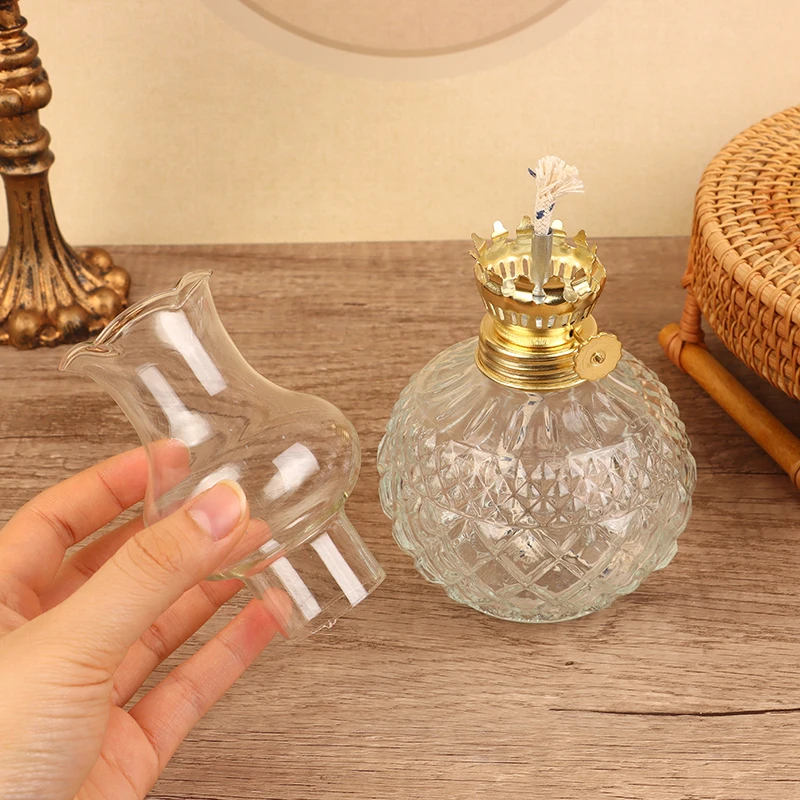 1Pc Vintage Nostalgic Furnishings Glass Paraffin Lamp Crafts Crystal Lamp Indoor Old Desk Lamp Emergency Lighting Tools