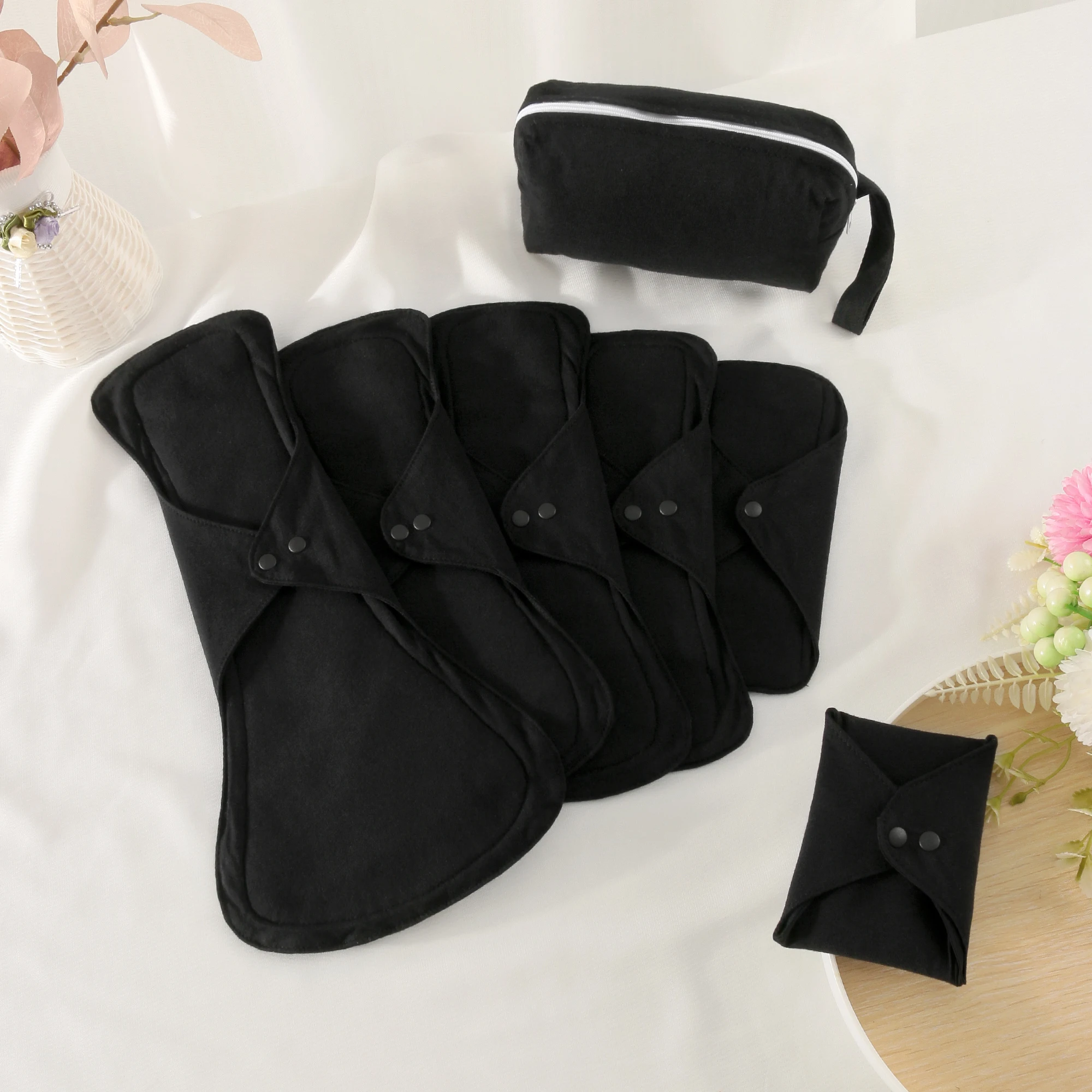 7Pcs Sets Reusable Washable Cotton Menstrual Pads With Storage Bag Absorbent Leakproof Cloth Breathable Sanitary Pads Postpartum