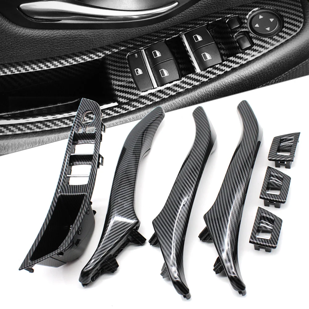 LHD RHD Carbon Fiber Car Interior Door Handle Pull 7PCS Set For BMW 5 Series F10 F11 520i 523i 525i 528i 530i 535i