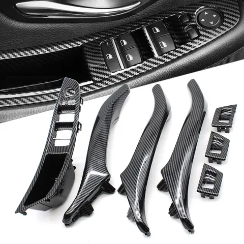 LHD RHD 탄소 섬유 자동차 인테리어 도어 핸들 당겨 7PCS 세트 BMW 5 시리즈 F10 F11 520i 523i 525i 528i 530i 535i