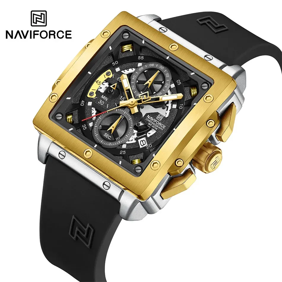 NAVIFORCE 2024 Men Sports Watch Black Clock Five Needles Mens Watches Luminous Waterproof Fashion Quartz Watch Relogio Masculino