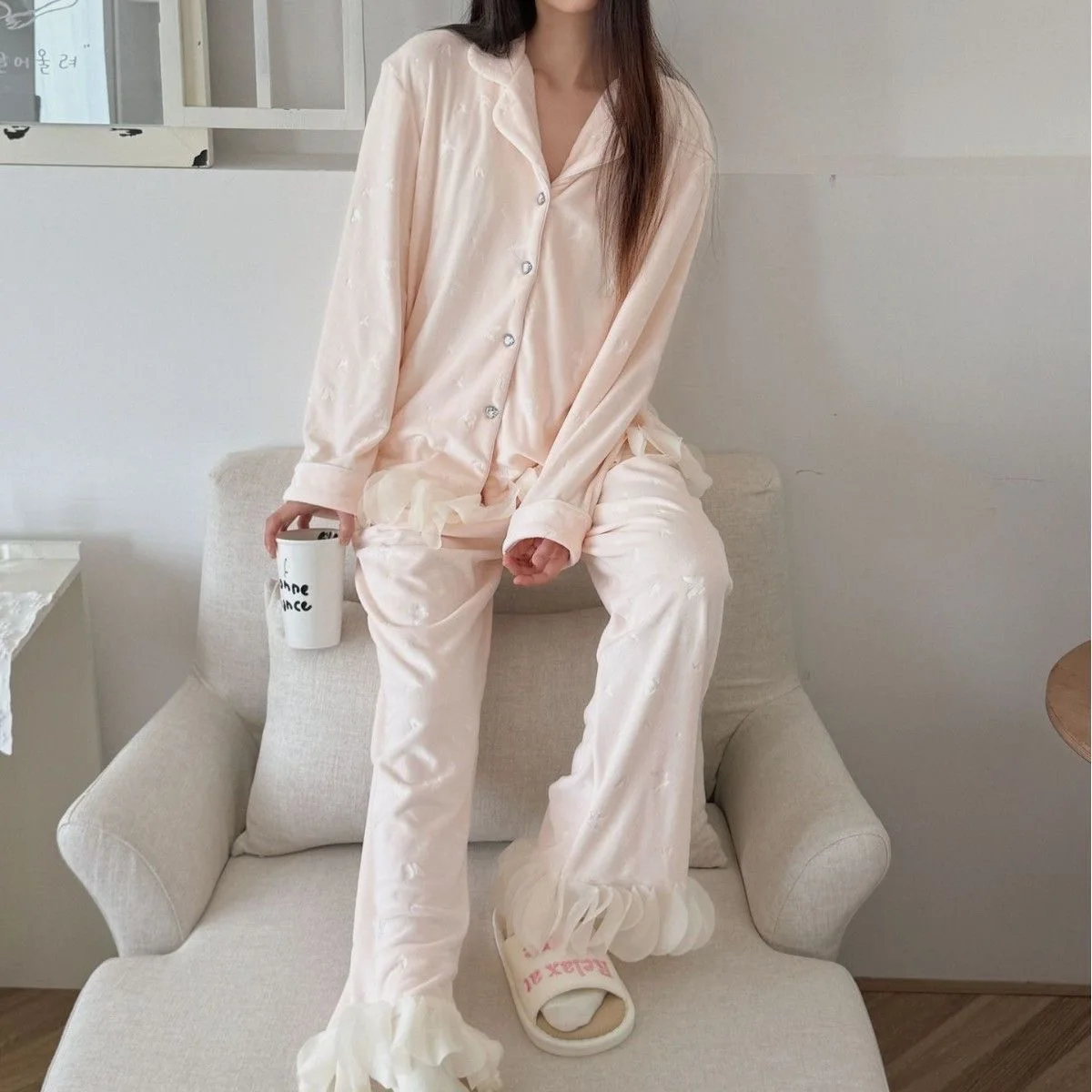 

Pajama Sets Satin Women Winter Wool Solid-Color Heavyweight Warm Female Sleep Pants Soft Comfortable Classic Formal Pajamas 2026