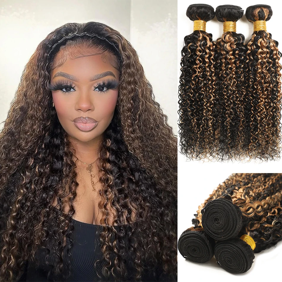 12A Burmese Curly Hair Afro Kinky Curly 3 Bundles 100% Human Hair Extensions P1B/30 99J 4C Highlight Ombre Curly Weave Bundles