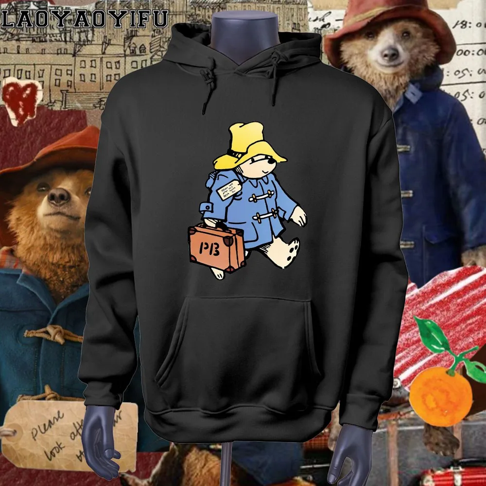 

Men Women Cartoon Sweatshirt Cartoon Paddington Bear in London Graphic Hoodie Women Casual Women Clothing Aesthetic Y2k Clothes