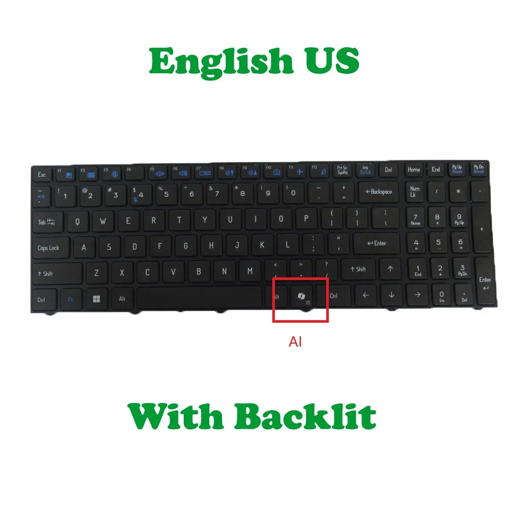 Keine hintergrundbeleuchtete Papier-Tastatur W650AU für CVM22K330094304 6-80-V5613-01A-1 CVM22K33US94303 6-80-V5610-01A-1 Vereinigte Staaten mit Rahmen