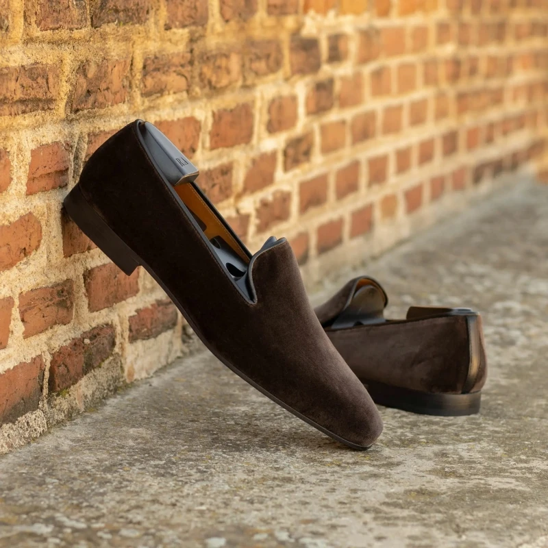 Zapatos de vestir de fondo rojo para hombre, mocasines Aterciopelados, zapatos de fiesta sin cordones, talla 38-48, Envío Gratis, novedad