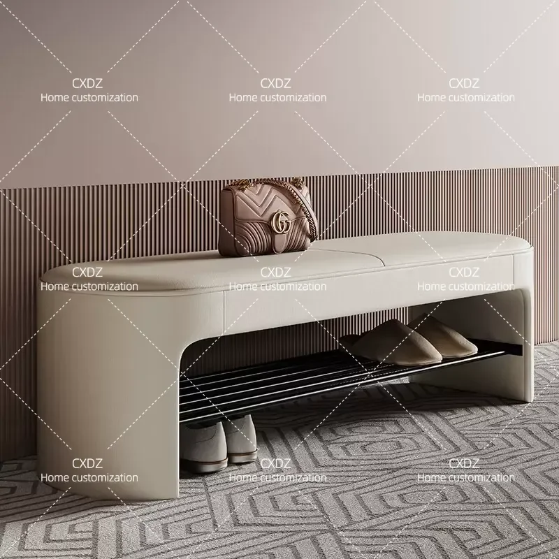 Light Luxury Shoe Changing Stool with Storage Integrated Shoe Cabinet Bench for Entryway Home Long Seat for Putting on Shoes