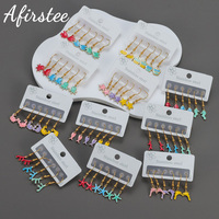 Afirstee Multiple Color Drop Earrings Ocean Marine Life Series Oil Drop Small Pendant  For Women Jewelry Girls Birthday Gift