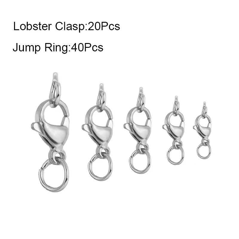 10-40 Stück Edelstahl Hummer verschlüsse Haken Anschlüsse mit Bieger ingen für Armband Halskette Kette DIY Schmuck machen Ergebnisse