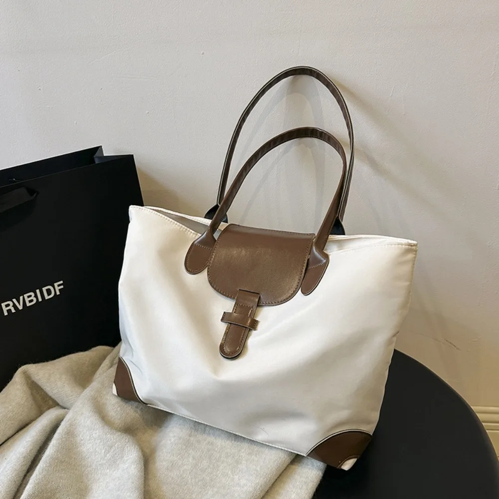 

Simple Large Capacity Women Tote Bag Lightweight Hasp Single Shoulder Bag Nylon Elegant Women Handbag Travel