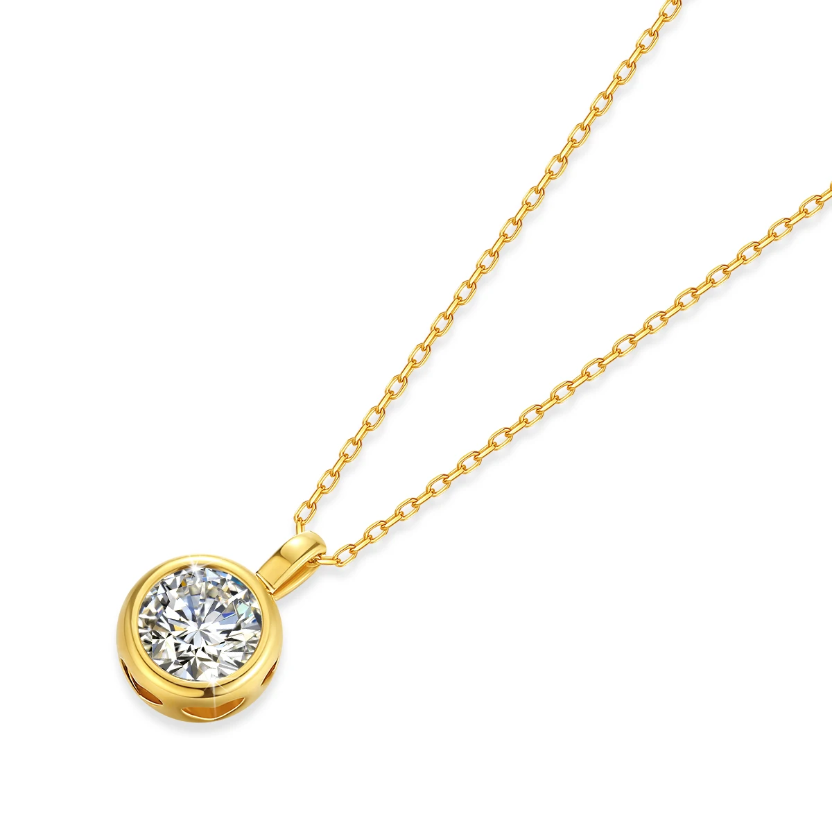 18K Gold 1 Carat Moissanite Pendant Real AU750 Minimalist Style Woman Solitaire Choker Engagement Wedding Gift Fine Jewelry view 2