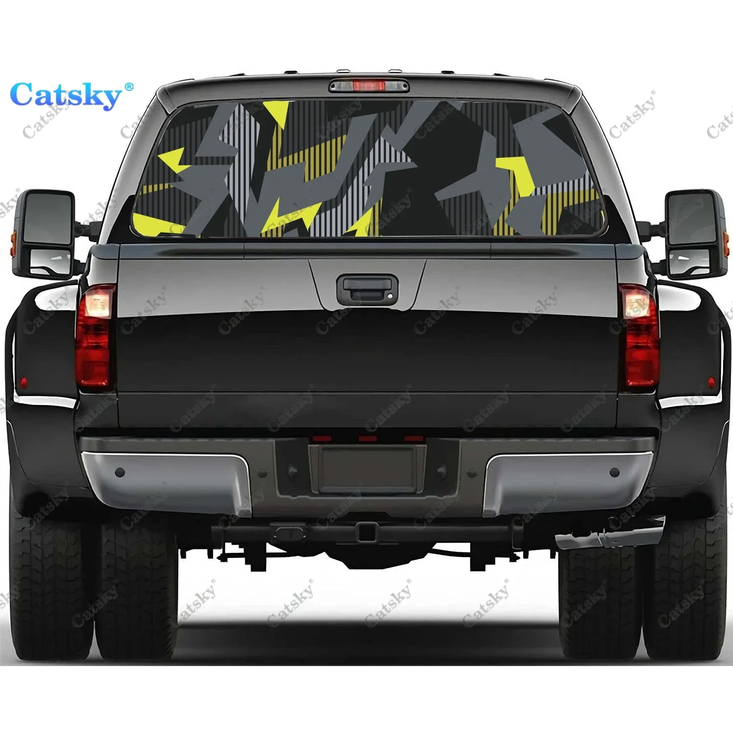 

Geometric Camouflage Rear Window Decals for Truck,Pickup Window Decal,Rear Window Tint Graphic Perforated Vinyl Truck Sticker