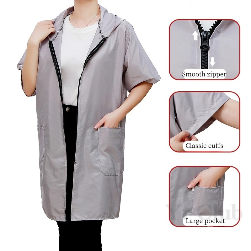 Thin Style Waterproof Work Clothes Short Sleeve Pet Grooming Clothing  Summer Hair Salon Hairdresser Uniform Kitchen Apron